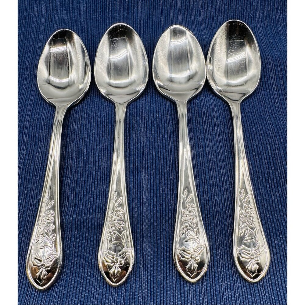 Pfaltzgraff Winterberry Holly Tablespoon Stainless‎ No Color Flatware Lot of 4